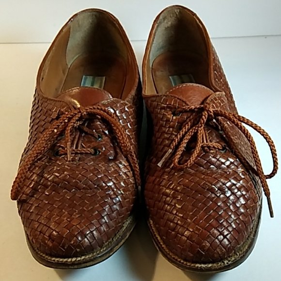 Gregor Italian Tan Leather Woven Dress Shoes Sz. 6 - Picture 1 of 6